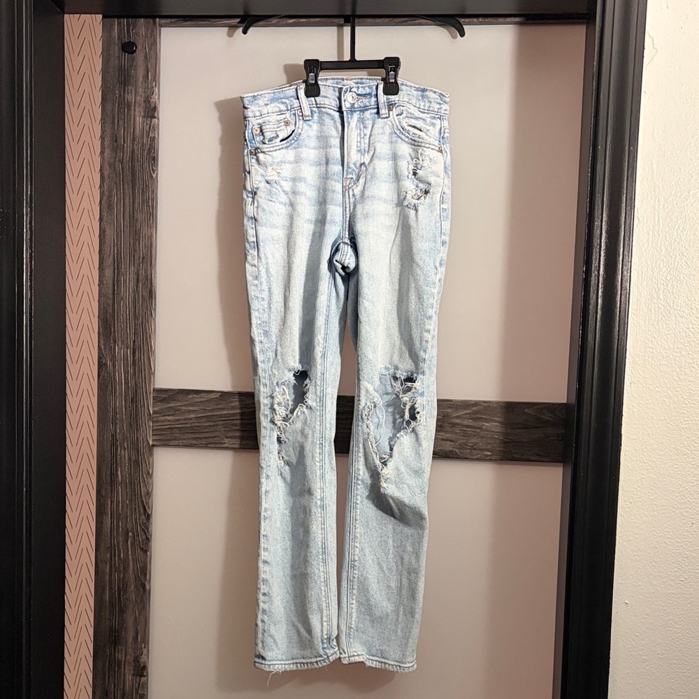 American Eagle Women's Jeans Size 0 Light Blue Distressed